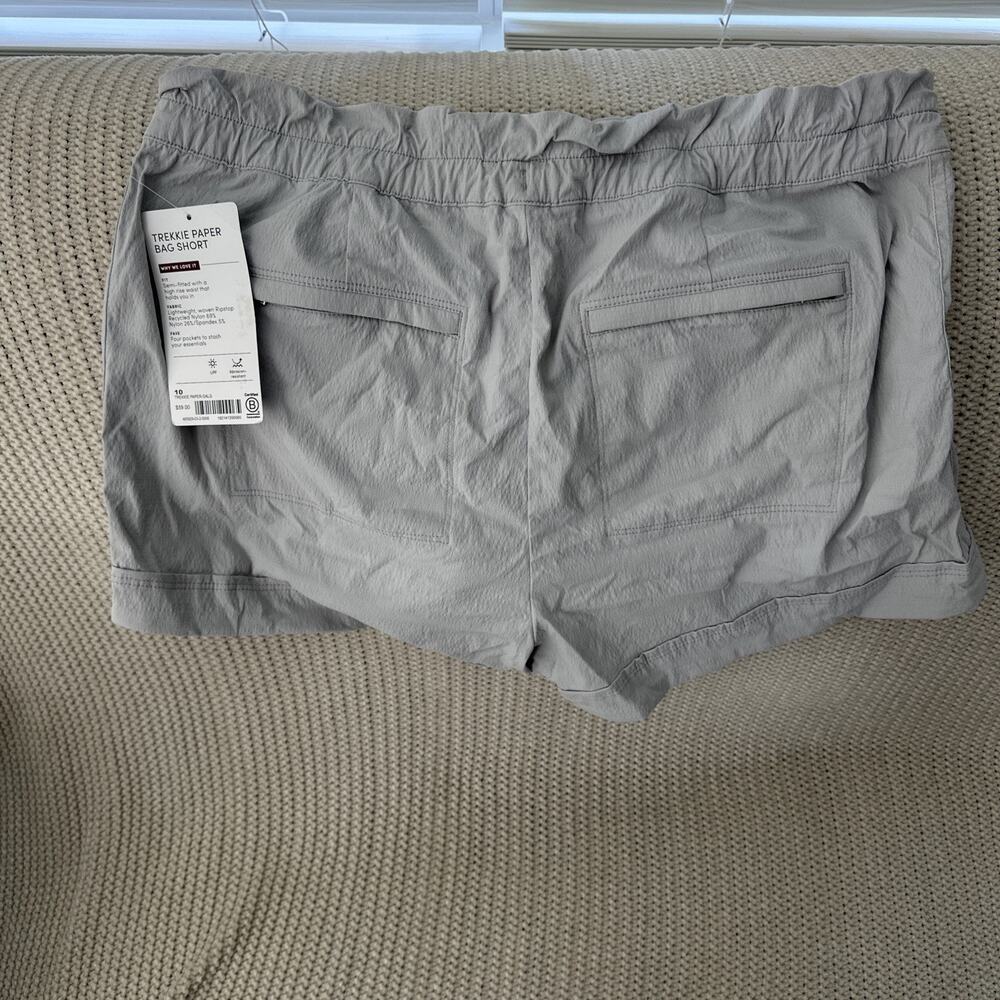 NWT Athleta Fitness Size 10 Trekkie Paper Bag Shorts Womens Silver Gray Outdoor - Picture 2 of 5